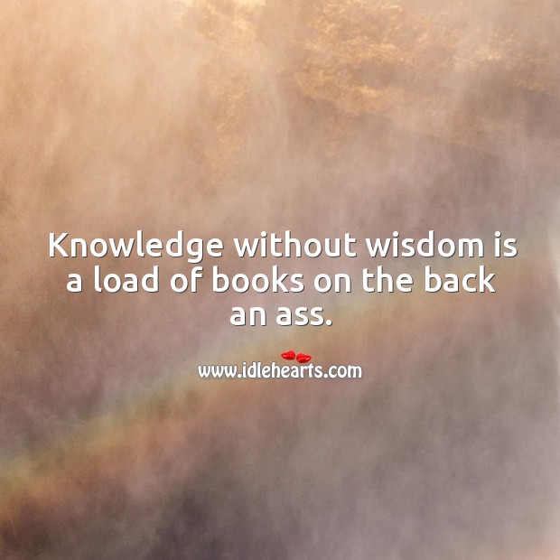 Knowledge without wisdom is a load of books on the back an ass. Image