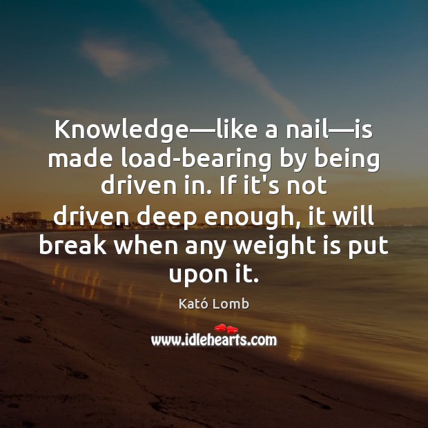 Knowledge—like a nail—is made load-bearing by being driven in. If Kató Lomb Picture Quote