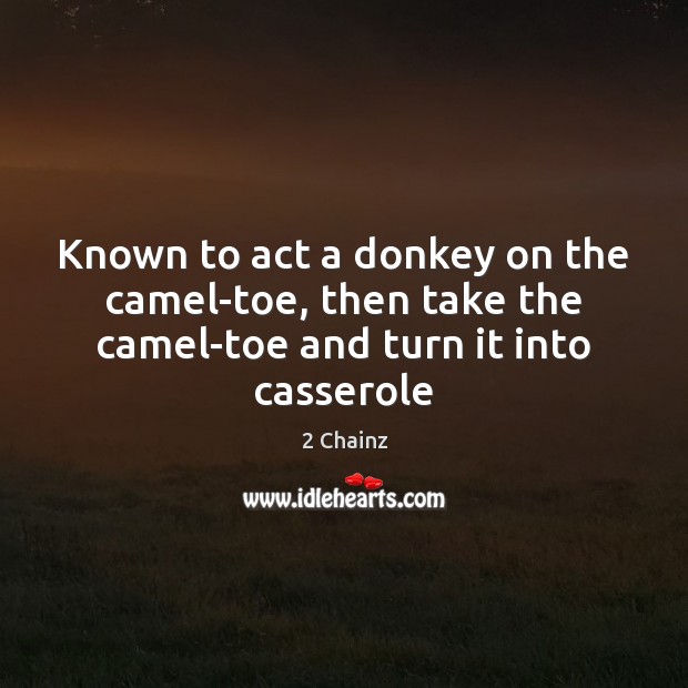 Known to act a donkey on the camel-toe, then take the camel-toe and turn it into casserole 2 Chainz Picture Quote