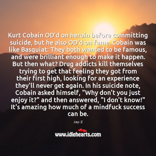 Kurt Cobain OD’d on heroin before committing suicide, but he also OD’d Image