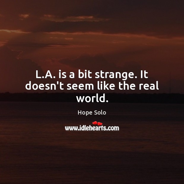 L.A. is a bit strange. It doesn’t seem like the real world. Image