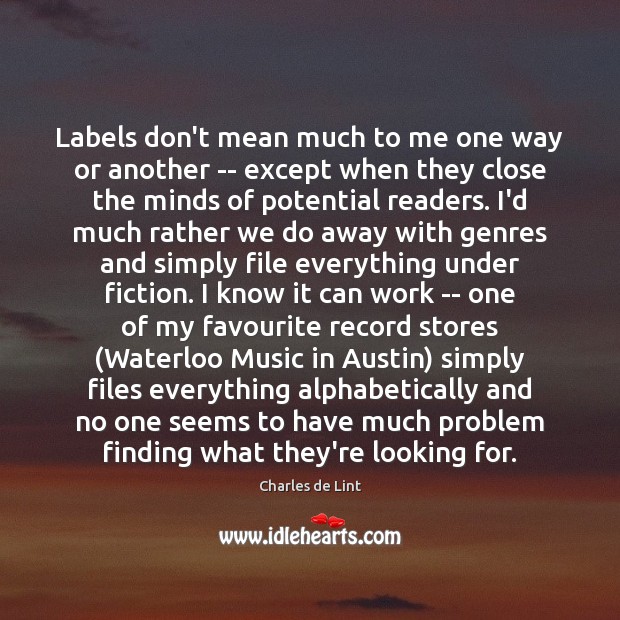 Labels don’t mean much to me one way or another — except Image