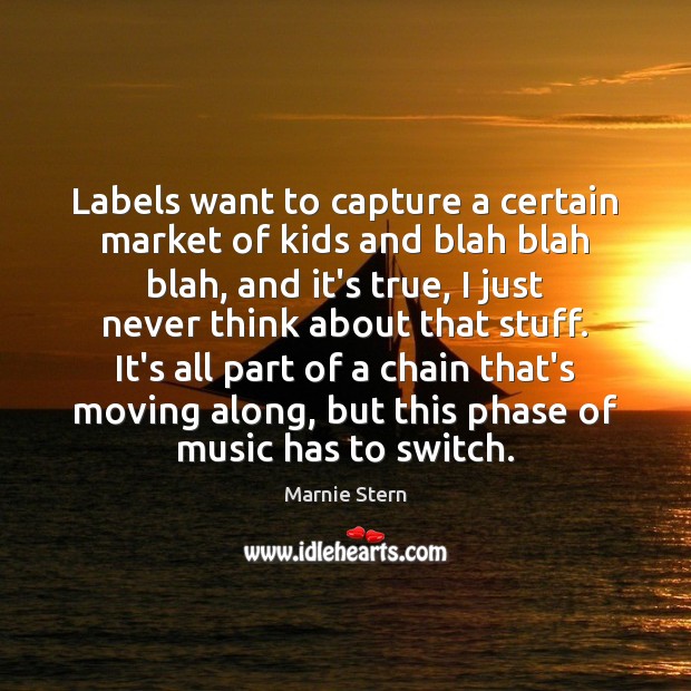 Labels want to capture a certain market of kids and blah blah Marnie Stern Picture Quote