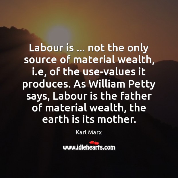 Labour is … not the only source of material wealth, i.e, of Karl Marx Picture Quote