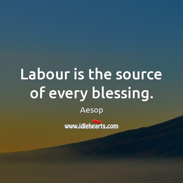 Labour is the source of every blessing. Aesop Picture Quote