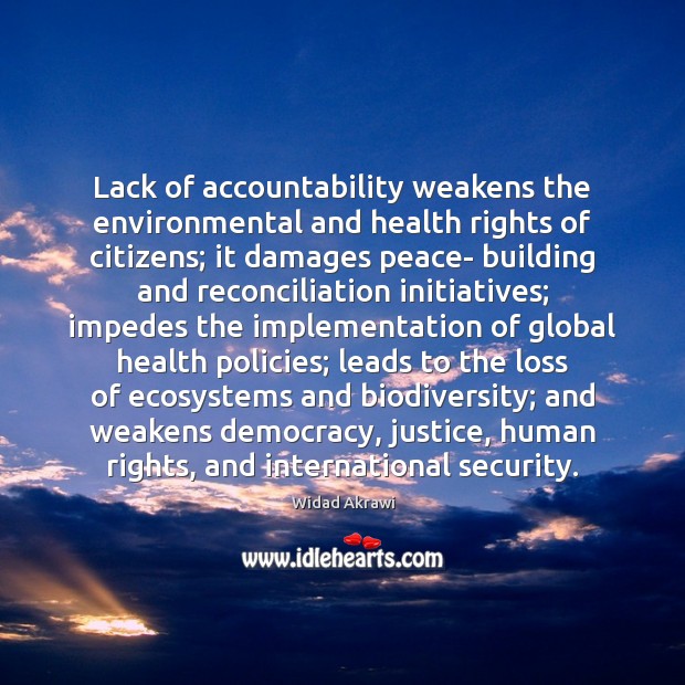 Lack of accountability weakens the environmental and health rights of citizens; it Image