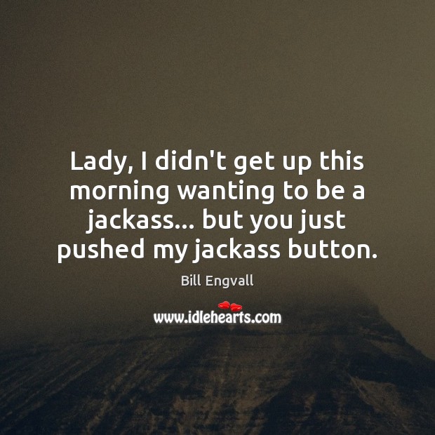 Lady, I didn’t get up this morning wanting to be a jackass… Bill Engvall Picture Quote