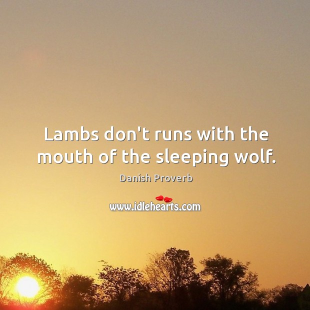 Lambs don’t runs with the mouth of the sleeping wolf. Danish Proverbs Image