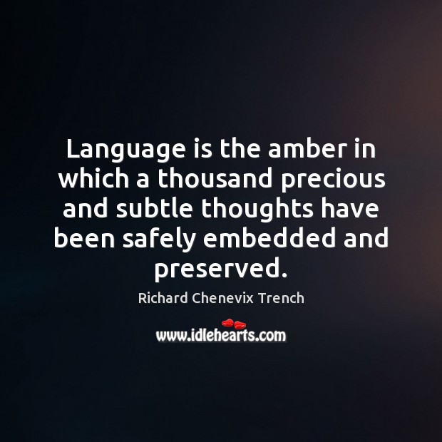Language is the amber in which a thousand precious and subtle thoughts Image