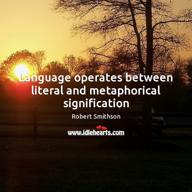 Language operates between literal and metaphorical signification Robert Smithson Picture Quote