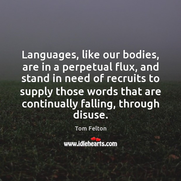 Languages, like our bodies, are in a perpetual flux, and stand in Image