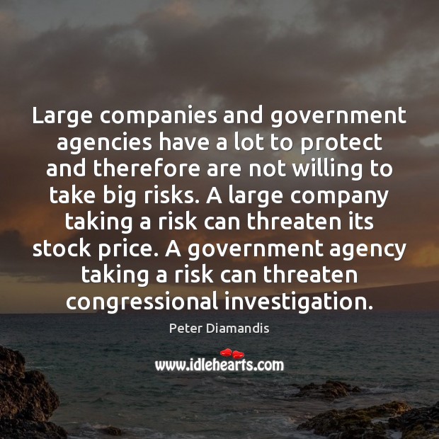 Large companies and government agencies have a lot to protect and therefore Peter Diamandis Picture Quote