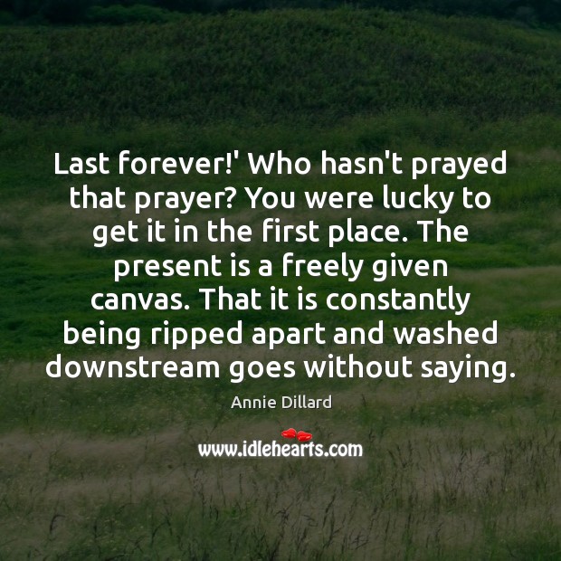 Last forever!’ Who hasn’t prayed that prayer? You were lucky to Annie Dillard Picture Quote