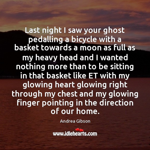 Last night I saw your ghost pedalling a bicycle with a basket Andrea Gibson Picture Quote