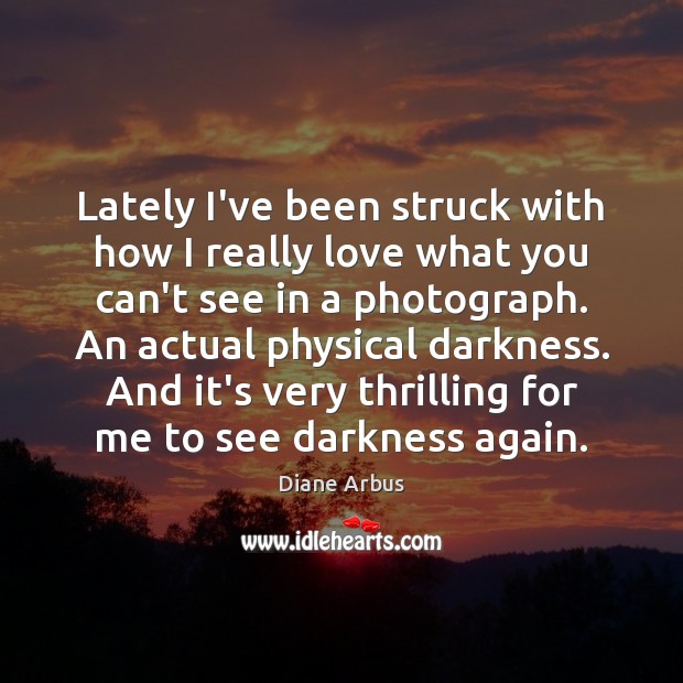 Lately I’ve been struck with how I really love what you can’t Diane Arbus Picture Quote