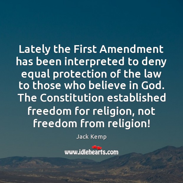 Lately the First Amendment has been interpreted to deny equal protection of Image