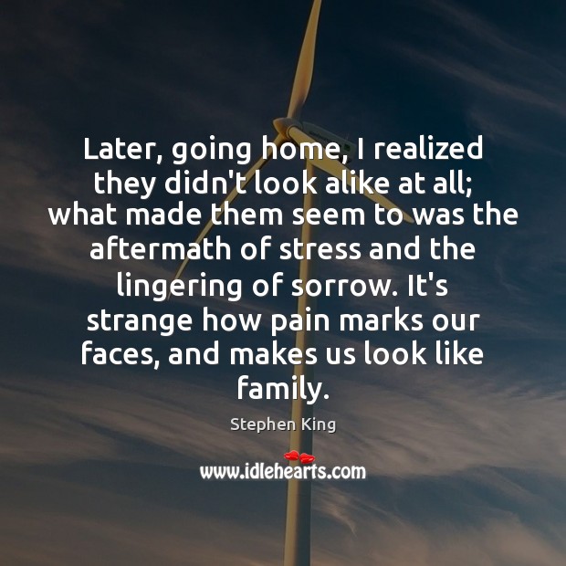 Later, going home, I realized they didn’t look alike at all; what Stephen King Picture Quote