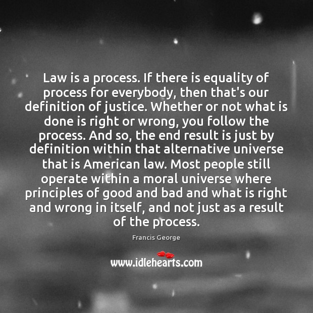 Law is a process. If there is equality of process for everybody, Francis George Picture Quote