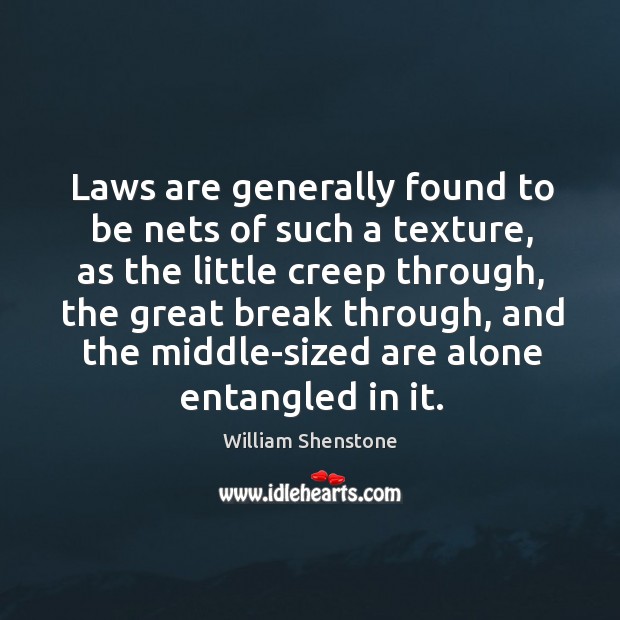 Laws are generally found to be nets of such a texture William Shenstone Picture Quote
