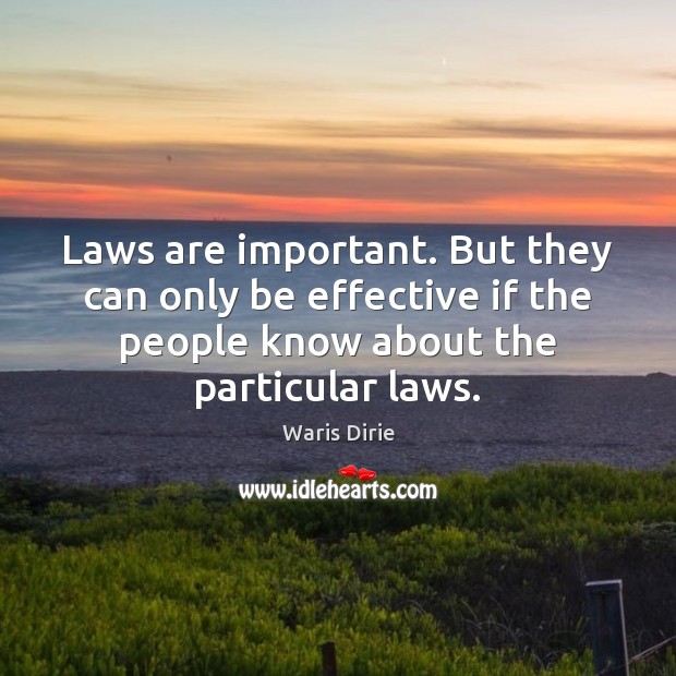 Laws are important. But they can only be effective if the people Waris Dirie Picture Quote