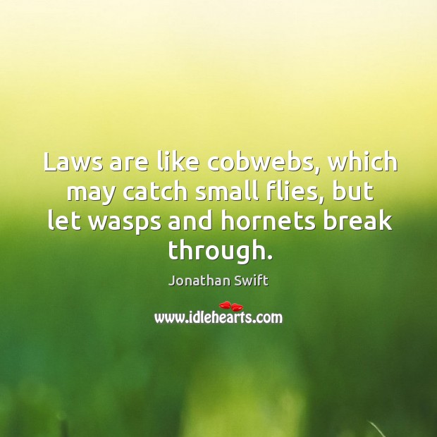 Laws are like cobwebs, which may catch small flies, but let wasps and hornets break through. Image