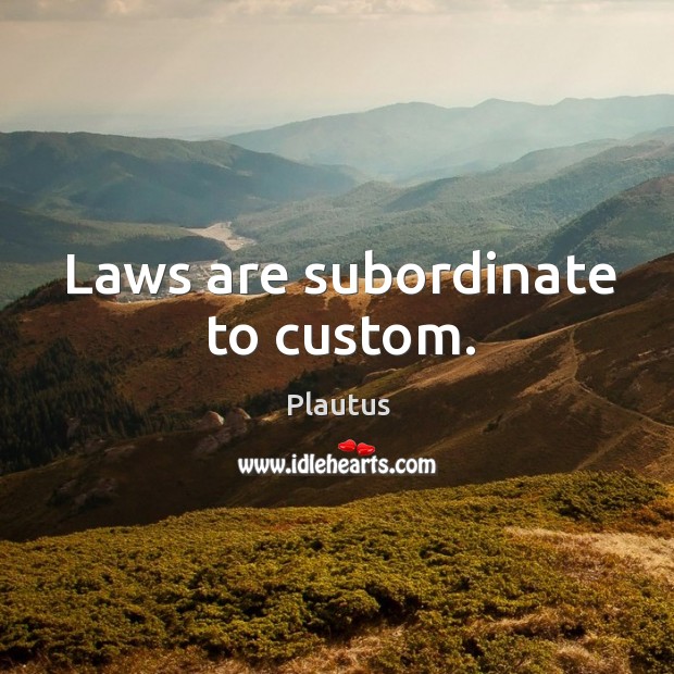 Laws are subordinate to custom. Plautus Picture Quote