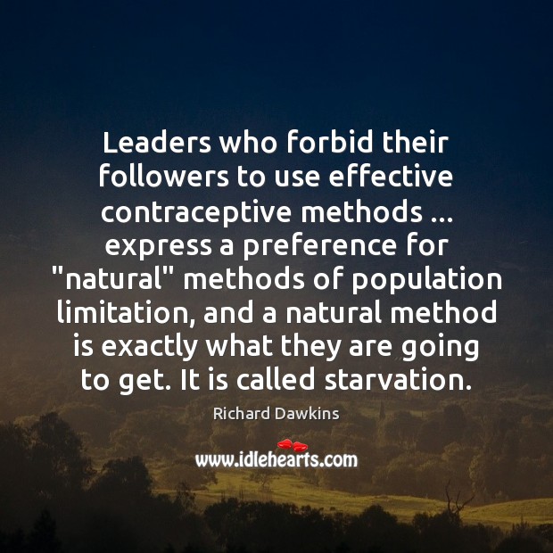 Leaders who forbid their followers to use effective contraceptive methods … express a Image