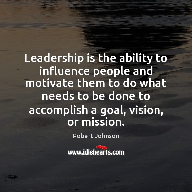 Leadership is the ability to influence people and motivate them to do Image