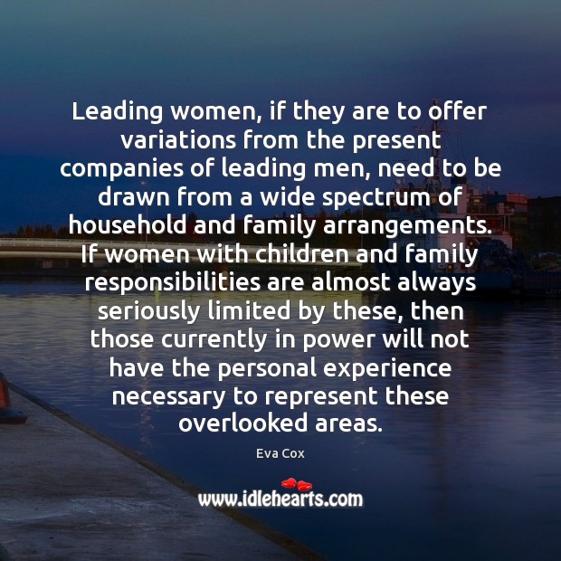 Leading women, if they are to offer variations from the present companies Eva Cox Picture Quote