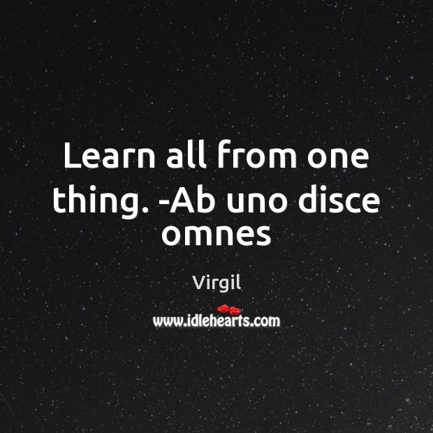 Learn all from one thing. -Ab uno disce omnes Virgil Picture Quote