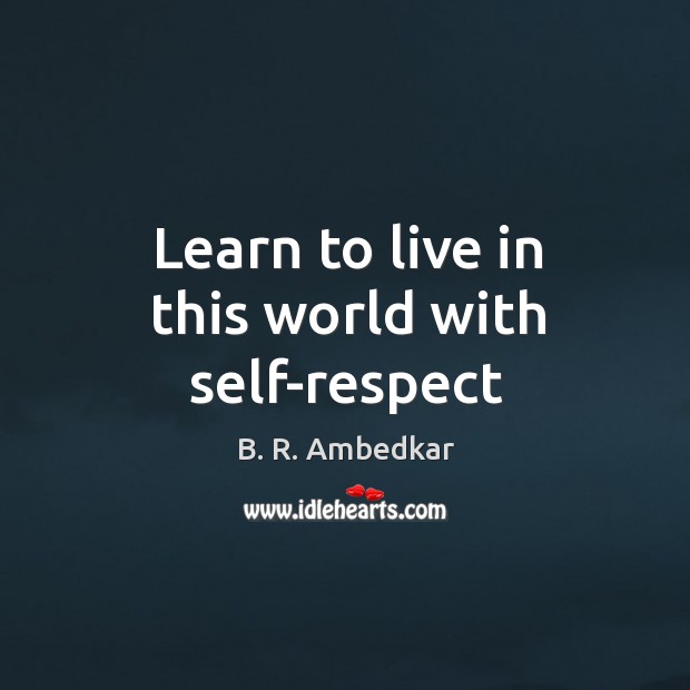 Learn to live in this world with self-respect B. R. Ambedkar Picture Quote