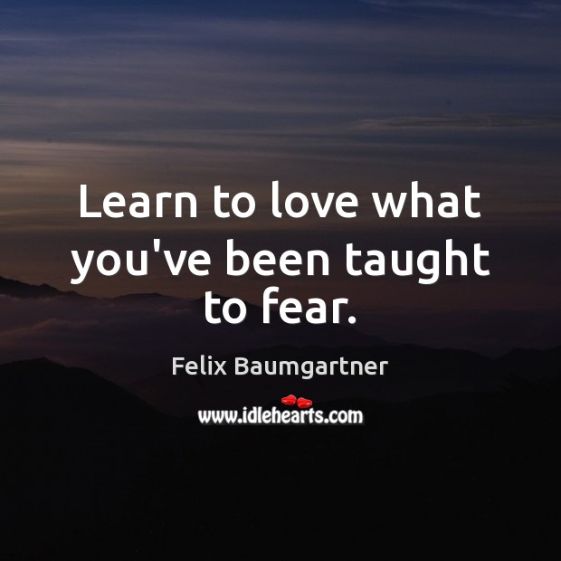 Learn to love what you’ve been taught to fear. Felix Baumgartner Picture Quote