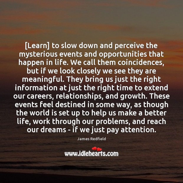 [Learn] to slow down and perceive the mysterious events and opportunities that Image