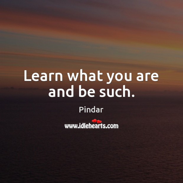 Learn what you are and be such. Pindar Picture Quote