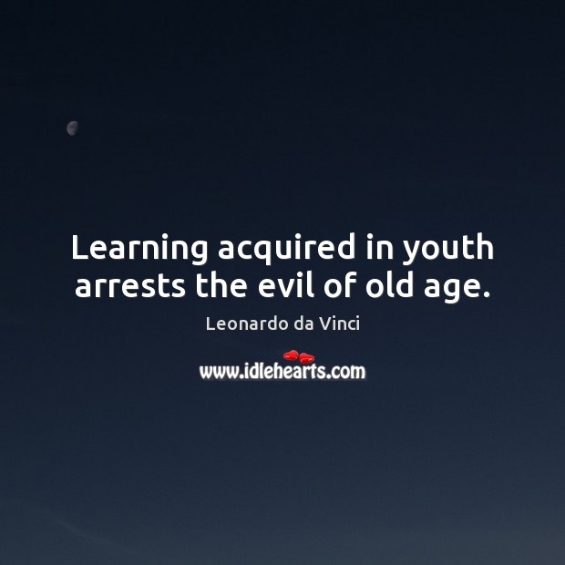 Learning acquired in youth arrests the evil of old age. Leonardo da Vinci Picture Quote