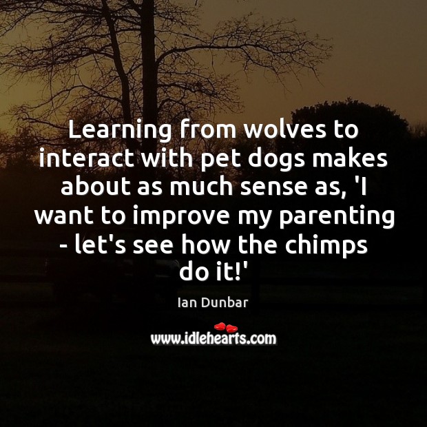 Learning from wolves to interact with pet dogs makes about as much Ian Dunbar Picture Quote