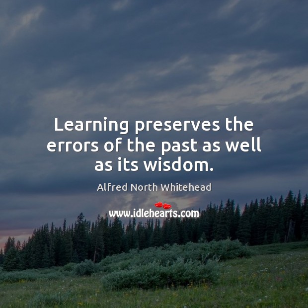 Learning preserves the errors of the past as well as its wisdom. Image