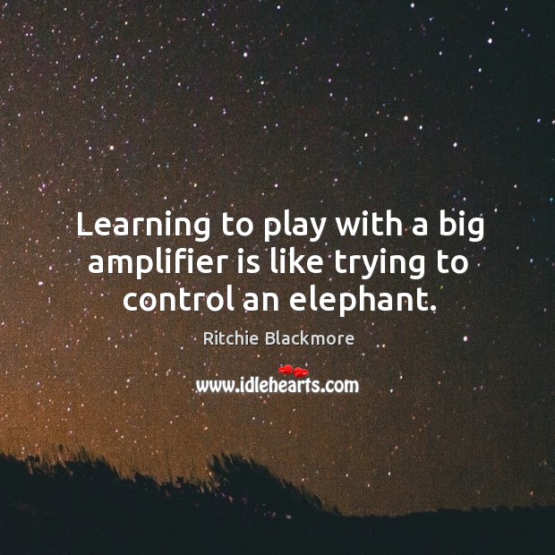 Learning to play with a big amplifier is like trying to control an elephant. Image