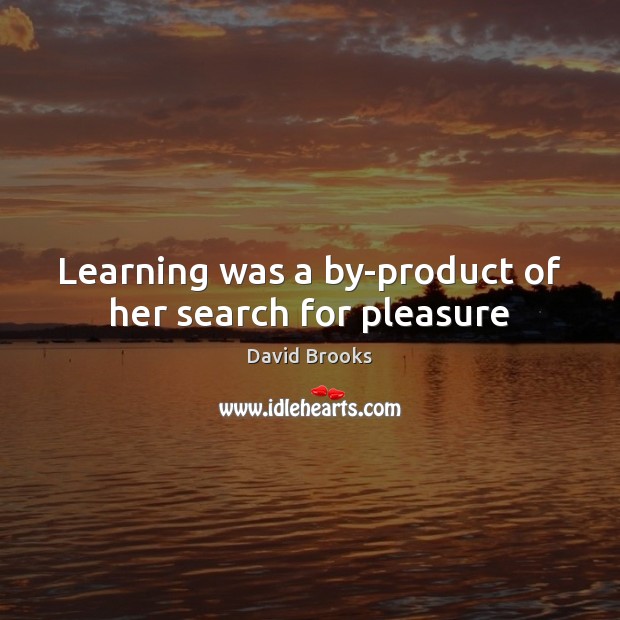 Learning was a by-product of her search for pleasure David Brooks Picture Quote