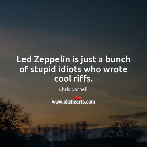 Led Zeppelin is just a bunch of stupid idiots who wrote cool riffs. Chris Cornell Picture Quote