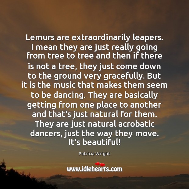 Lemurs are extraordinarily leapers. I mean they are just really going from Patricia Wright Picture Quote