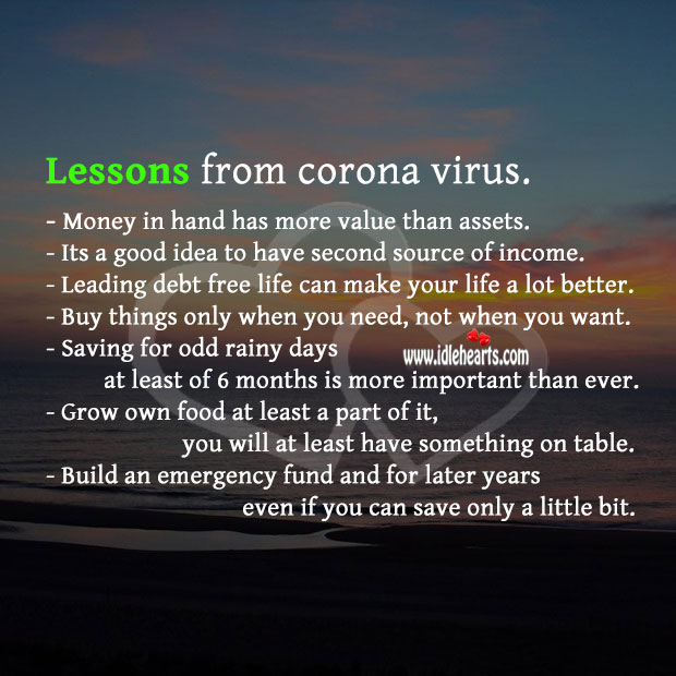 Lessons we can learn from the coronavirus pandemic. Hard Hitting Quotes Image
