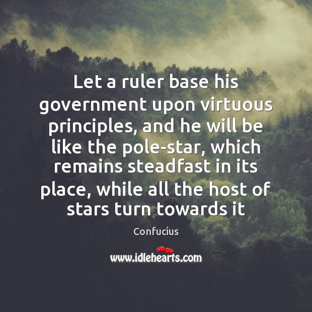 Let a ruler base his government upon virtuous principles, and he will Confucius Picture Quote