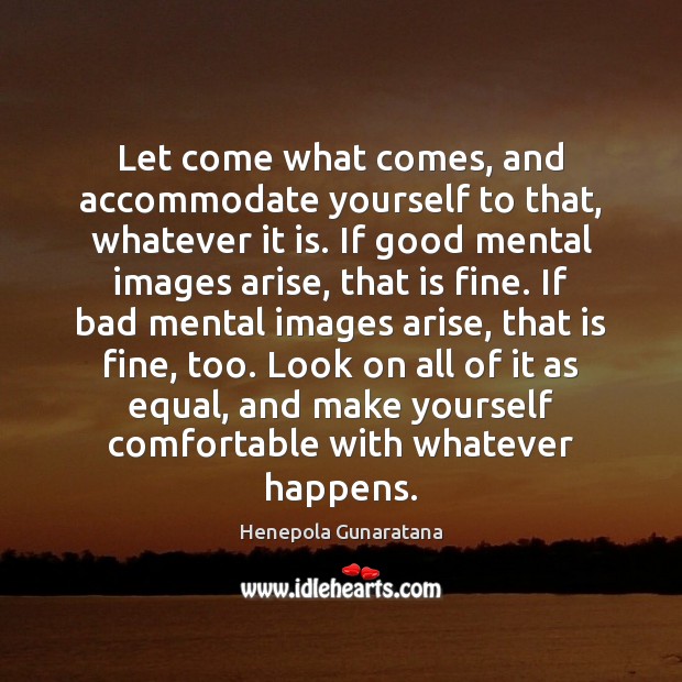 Let come what comes, and accommodate yourself to that, whatever it is. Henepola Gunaratana Picture Quote