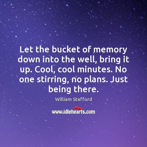 Let the bucket of memory down into the well, bring it up. William Stafford Picture Quote