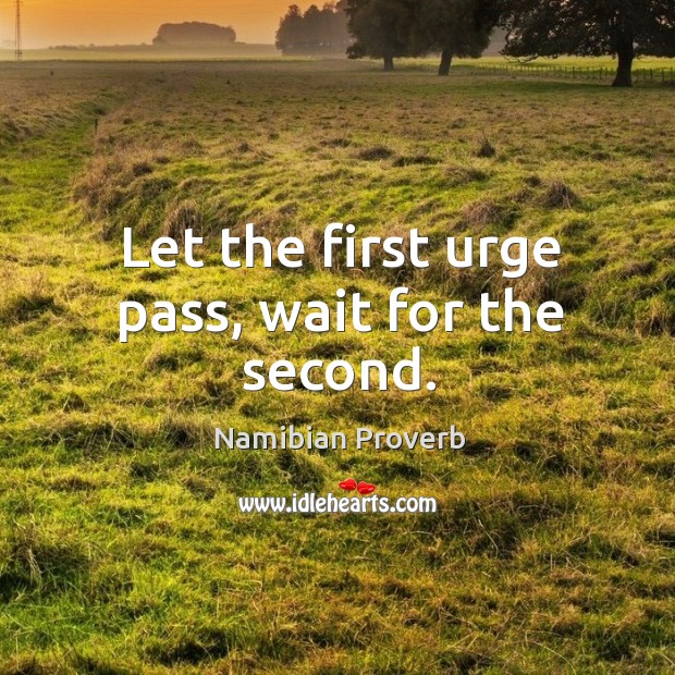 Let the first urge pass, wait for the second. Namibian Proverbs Image