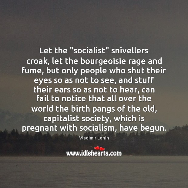 Let the “socialist” snivellers croak, let the bourgeoisie rage and fume, but Vladimir Lenin Picture Quote