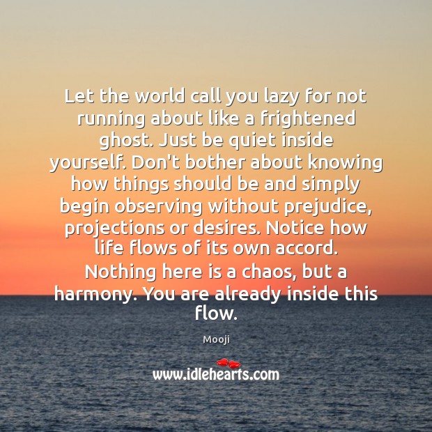 Let the world call you lazy for not running about like a Mooji Picture Quote