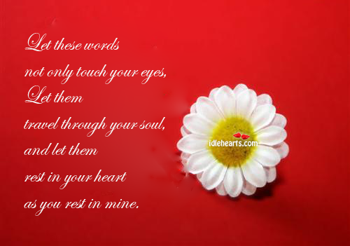 Let these words not only touch your eyes, let them Image