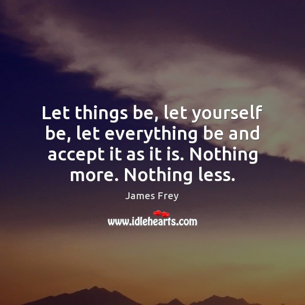 Let things be, let yourself be, let everything be and accept it James Frey Picture Quote